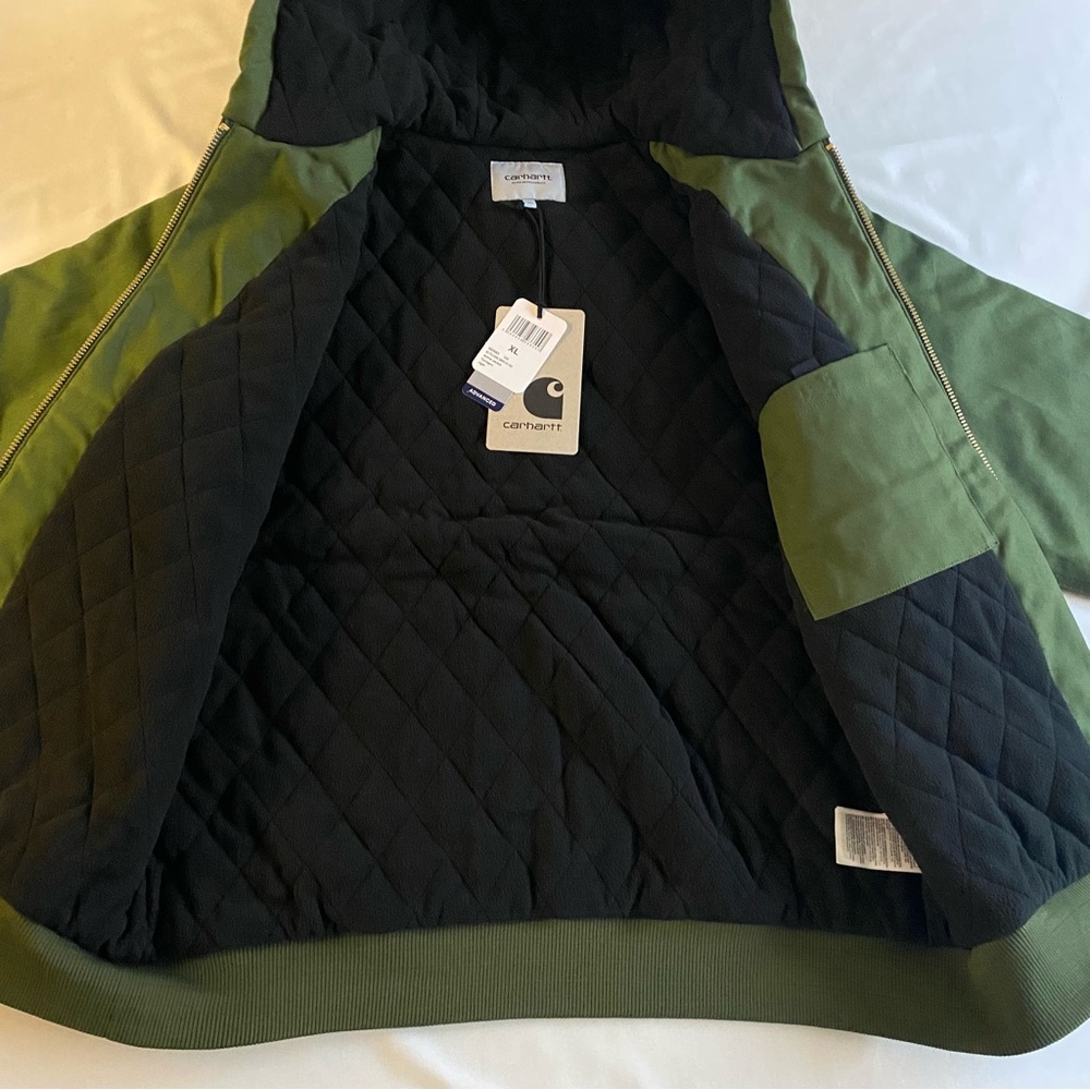 Carhartt WIP Active Jacket Men XL Tarragon/Black (Rigid) Fleece Quilt Lined - Picture 6 of 16